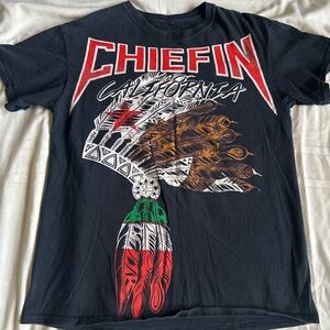 CHIEFIN T SHIRT California Native American Indian Headdress Concert Tour Style M